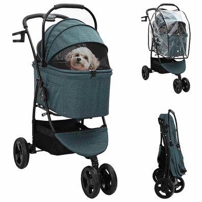vidaXL Faltbarer Haustierwagen Grün 78 x 54 x 101 cm Polyester