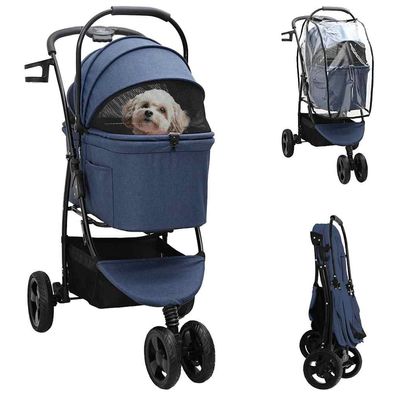 vidaXL Faltbarer Haustierwagen Blau 78 x 54 x 101 cm Polyester