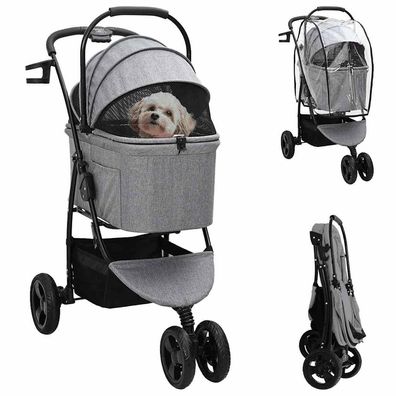vidaXL Faltbarer Haustierwagen Grau 78 x 54 x 101 cm Polyester
