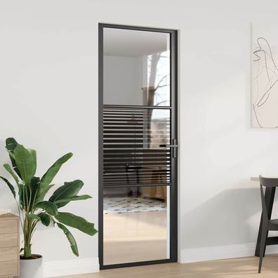 vidaXL Glastür Gestreift Schwarz 76 x 3,5 x 201,5 cm Aluminium