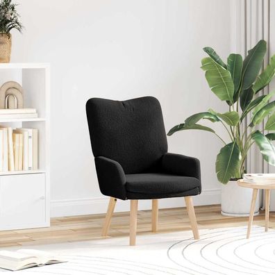 vidaXL Sessel Schwarz 63 x 67 x 94 cm Schafstoff und Sperrholz