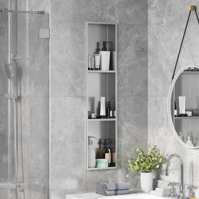 vidaXL Duschnische Silber 90 x 20 x 9,5 cm Edelstahl