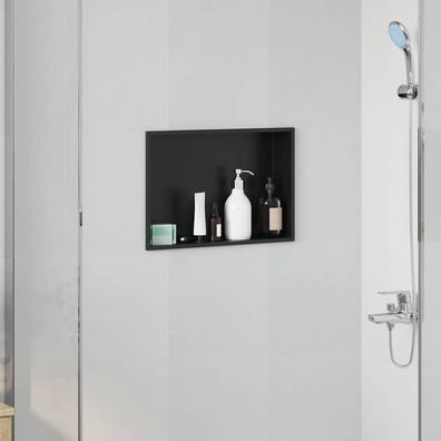 vidaXL Duschnische Schwarz 45 x 30 x 9,5 cm Edelstahl