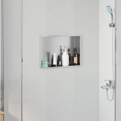 vidaXL Duschnische Silber 45 x 30 x 9,5 cm Edelstahl