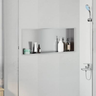 vidaXL Duschnische Silber 75 x 30 x 9,5 cm Edelstahl