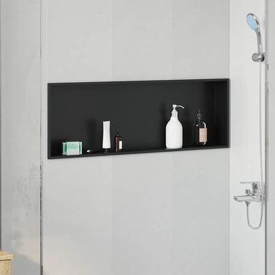 vidaXL Duschnische Schwarz 90 x 30 x 9,5 cm Edelstahl