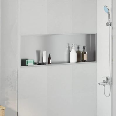 vidaXL Duschnische Silber 90 x 30 x 9,5 cm Edelstahl