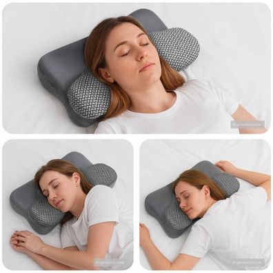 vidaXL Nackenkissen Grau Viscoschaum 58 x 36 x 13 cm