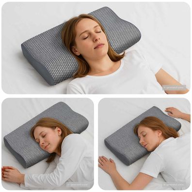 vidaXL Kopfkissen mit Kissen Grau 60 x 34 x 11 cm Polyester