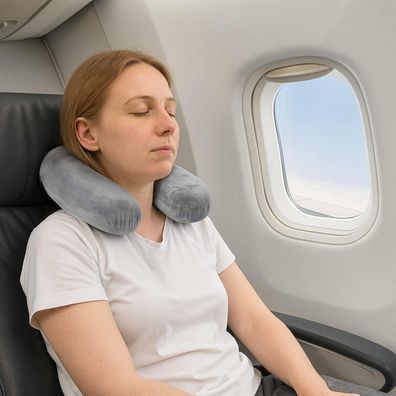 vidaXL Reisekopfkissen für den Nacken Grau Viscoschaum