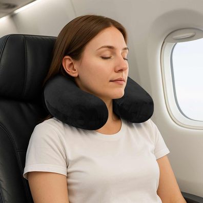 vidaXL Reisekopfkissen für den Nacken Schwarz Viscoschaum