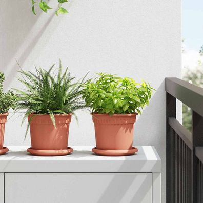 vidaXL Runder Blumentopf 6 pcs Ziegelrot Ø 15 x 12 cm Kunststoff