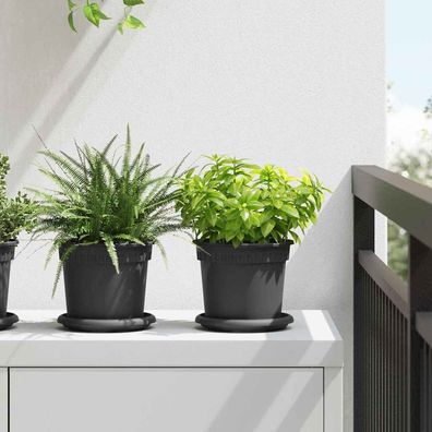 vidaXL Runder Blumentopf 24 pcs Schwarz Ø 15 x 12 cm Kunststoff