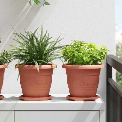 vidaXL Runder Blumentopf 6 Stk. Ziegelrot Ø 22 x 18 cm Kunststoff
