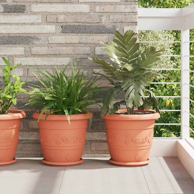 vidaXL Runder Blumentopf 6 Stk. Ziegelrot Ø 34 x 28 cm Kunststoff