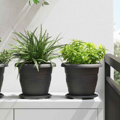 vidaXL Runder Blumentopf 24 Stk. Schwarz Ø 22 x 18 cm Kunststoff
