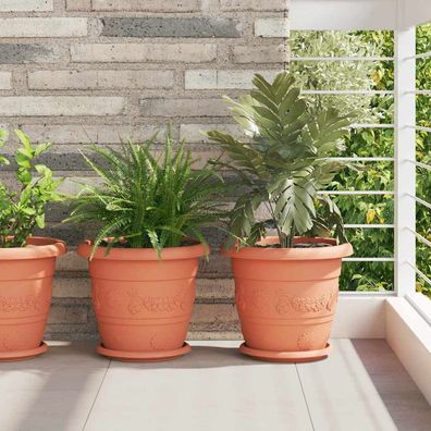 vidaXL Runde Blumenplatte 6 pcs Ziegelrot Ø 21,5 x 2,5 cm Kunststoff