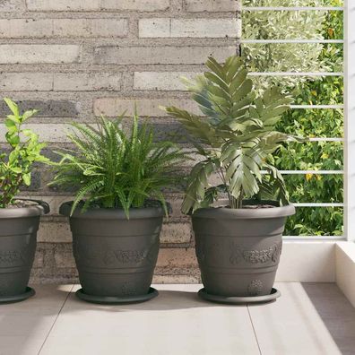 vidaXL Runde Blumenplatte 6 pcs Schwarz Ø 19 x 2 cm Kunststoff