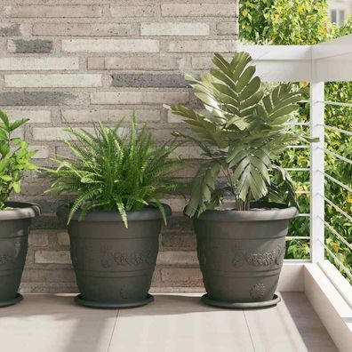 vidaXL Runde Blumenplatte 6 pcs Schwarz Ø 14 x 2 cm Kunststoff