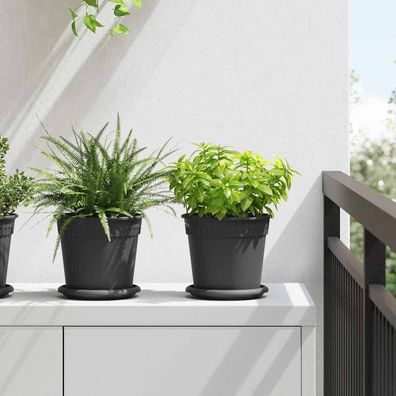 vidaXL Runde Blumenplatte 24 pcs Schwarz Ø 15,5 x 2 cm Kunststoff