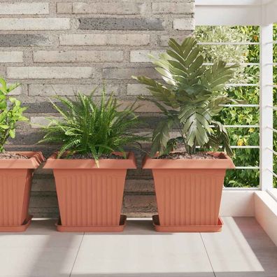 vidaXL Quadratischer Blumentopf 6 pcs Ziegelrot 33 x 33 x 26 cm