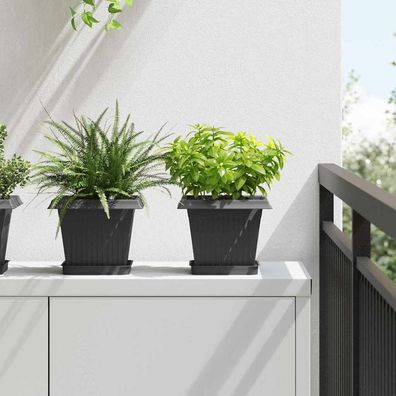 vidaXL Quadratischer Blumentopf 6 pcs Schwarz 20 x 20 x 16 cm