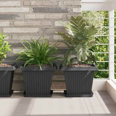 vidaXL Quadratischer Blumentopf 6 pcs Schwarz 33 x 33 x 26 cm