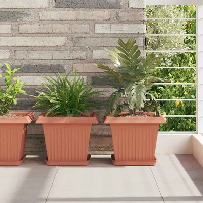 vidaXL Quadratischer Blumentopf 24 pcs Ziegelrot 28,5 x 28,5 x 22 cm