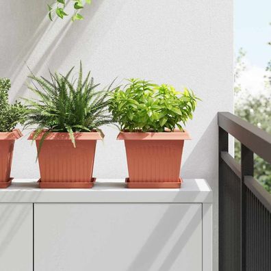 vidaXL Quadratisches Blumentablett 6 pcs Ziegelrot 18 x 18 x 2 cm