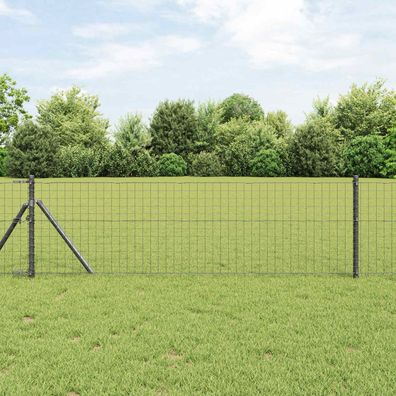vidaXL Zaunpfosten 2 pcs Grau 120 cm Pulverbeschichteter Stahl