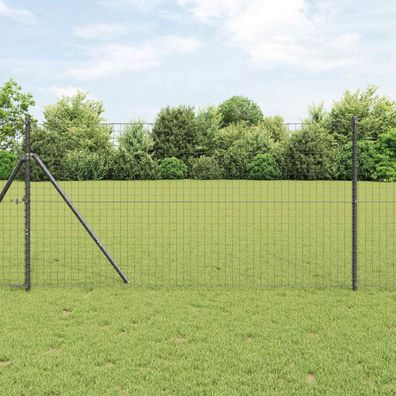 vidaXL Zaunpfosten 2 pcs Grau Pulverbeschichteter Stahl