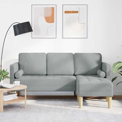 vidaXL Sofa Set mit Kissen Hellgrau Polyester