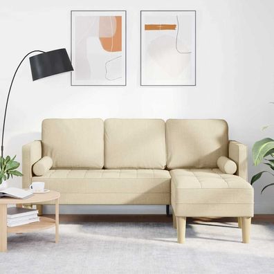 vidaXL Sofa Set mit Kissen Creme Polyester
