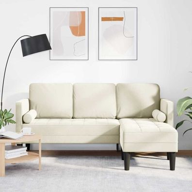 vidaXL Sofa Set mit Kissen Creme Polyester