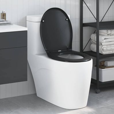 vidaXL Toilettensitz Schwarz 47 x 37 x 4 cm Duroplast