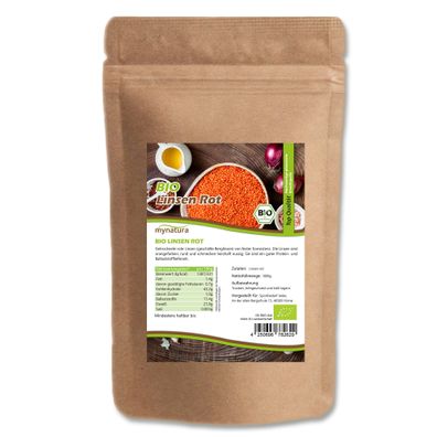 Mynatura Bio Rote Linsen – Proteinreiche Hülsenfrüchte - in verschiedenen Größen