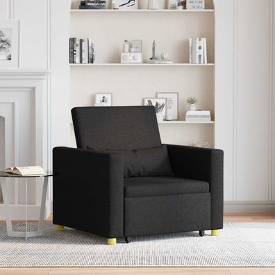 vidaXL Ausziehbare Schlafcouch Einzel Schwarz 90 x 165 x 87 cm Stoff