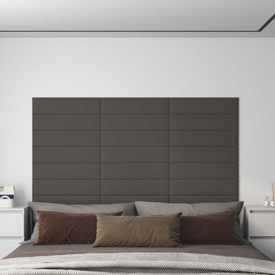 vidaXL Wandkopfteilen 12 pcs 60 x 15 cm Dunkelgrau Stoff