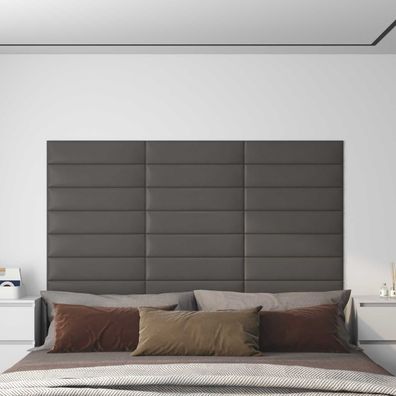 vidaXL Wandkopfteilen 12 pcs 60 x 15 cm Grau Stoff