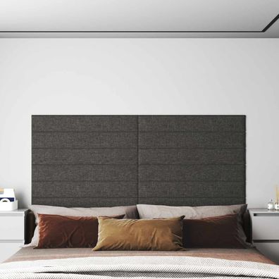 vidaXL Wandkopfteilen 12 pcs 90 x 15 cm Dunkelgrau Stoff