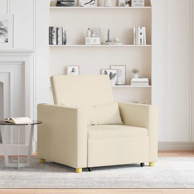 vidaXL Ausziehbare Schlafcouch Einzel Creme 90 x 165 x 87 cm Stoff
