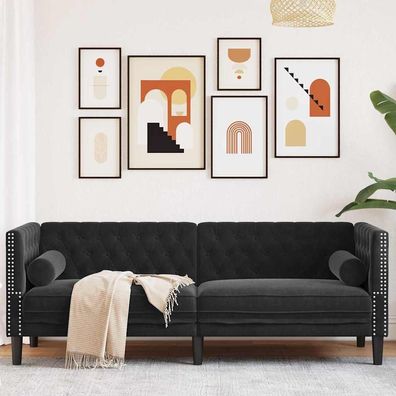 vidaXL Sofa Schwarz 194 x 74,5 x 70,5 cm Samt