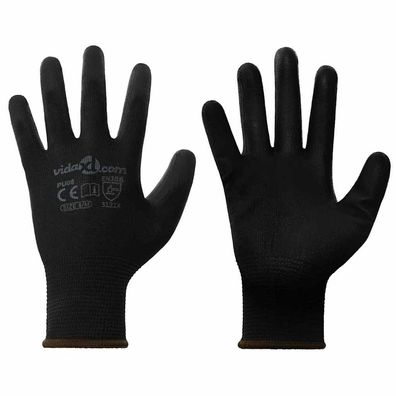 vidaXL Arbeitshandschuhe 12 pcs Schwarz 8 / m Polyester