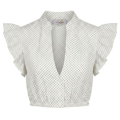 Dirndlbluse Bella Flügelarm Pünktchen weiß