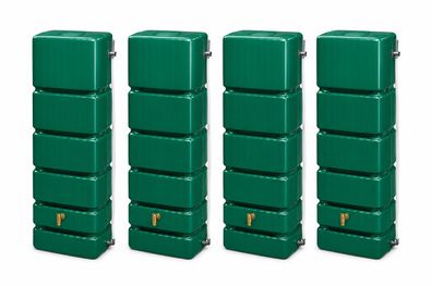 4x 350L GRAF SLIM Wandtank-Set 1400 L dunkelgrün 1840x600x390cm