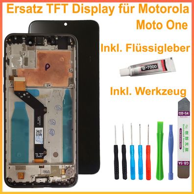 Ersatz Display Für Motorola Moto One XT1941 LCD Bildschirm auf Rahmen schwarz + TOOL