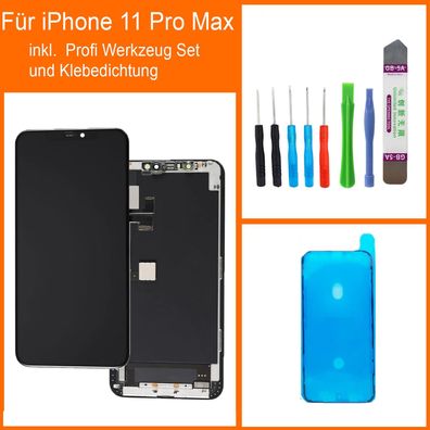 Für iPhone 11 Pro Max LCD Display Bildschir Schwarz Black + Klebepad + Profi TOOL