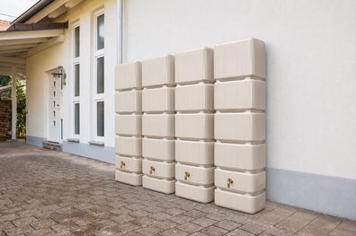 4x 350L GRAF SLIM Wandtank-Set 1400 L sandbeige 1840x600x390cm