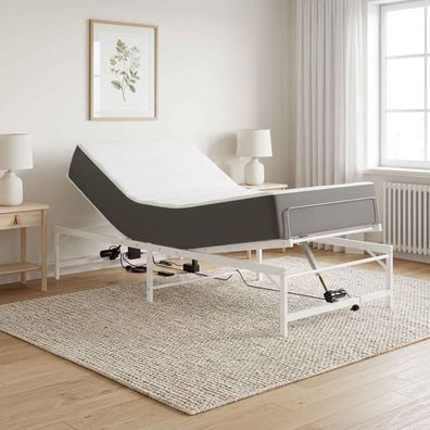 vidaXL Elektrisch verstellbares Bettgestell Weiß 75 x 190 cm Stahl
