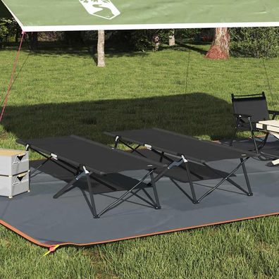 vidaXL Klapp Schlafbett fürs Camping 2 pcs Schwarz 206 x 76 x 74 cm